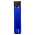 1 oz. Cobalt Blue PET Slim Cylindrical Bottle with 20/410 Black Ribbed Cap with F217 Liner