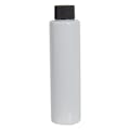 4 oz. White PET Slim Cylindrical Bottle with 24/410 Black Ribbed Cap with F217 Liner