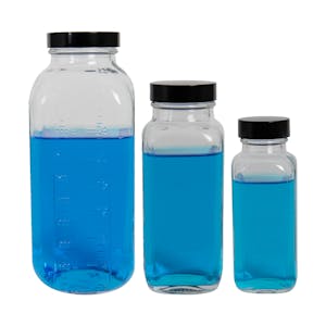 Glass WM French Square Bottles with Phenolic or Polycone Caps