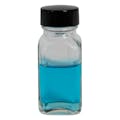 1 oz. Wide Mouth French Square Glass Bottle with 24/400 Phenolic Cap with Pulp & Vinyl Liner