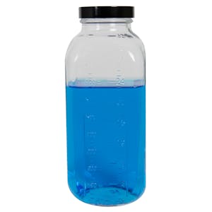 32 oz. Wide Mouth French Square Glass Bottle with 58/400 Phenolic Cap with Pulp & Vinyl Liner