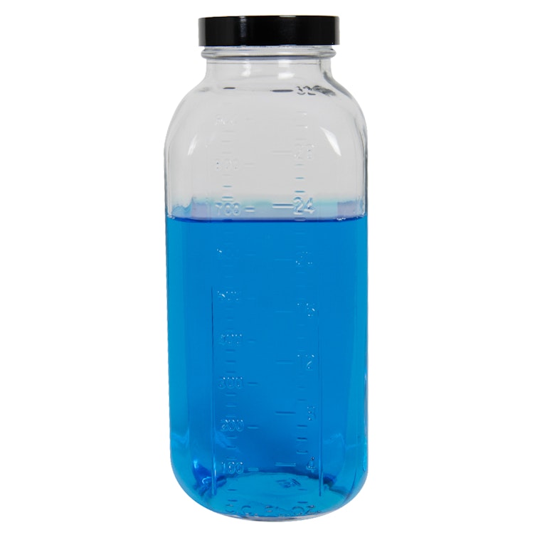 32 oz. Wide Mouth French Square Glass Bottle with 58/400 Phenolic Cap with Pulp & Vinyl Liner