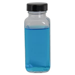 4 oz. Wide Mouth French Square Glass Bottle with 33/400 Phenolic Taperseal Cap with LDPE Liner