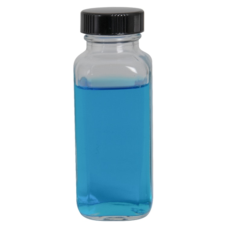 4 oz. Wide Mouth French Square Glass Bottle with 33/400 Phenolic Taperseal Cap with LDPE Liner