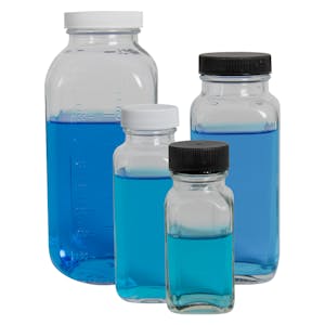 Glass WM French Square Bottles with Plain Caps
