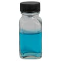 1 oz. Wide Mouth French Square Glass Bottle with 24/400 Black Ribbed Cap with F217 Liner