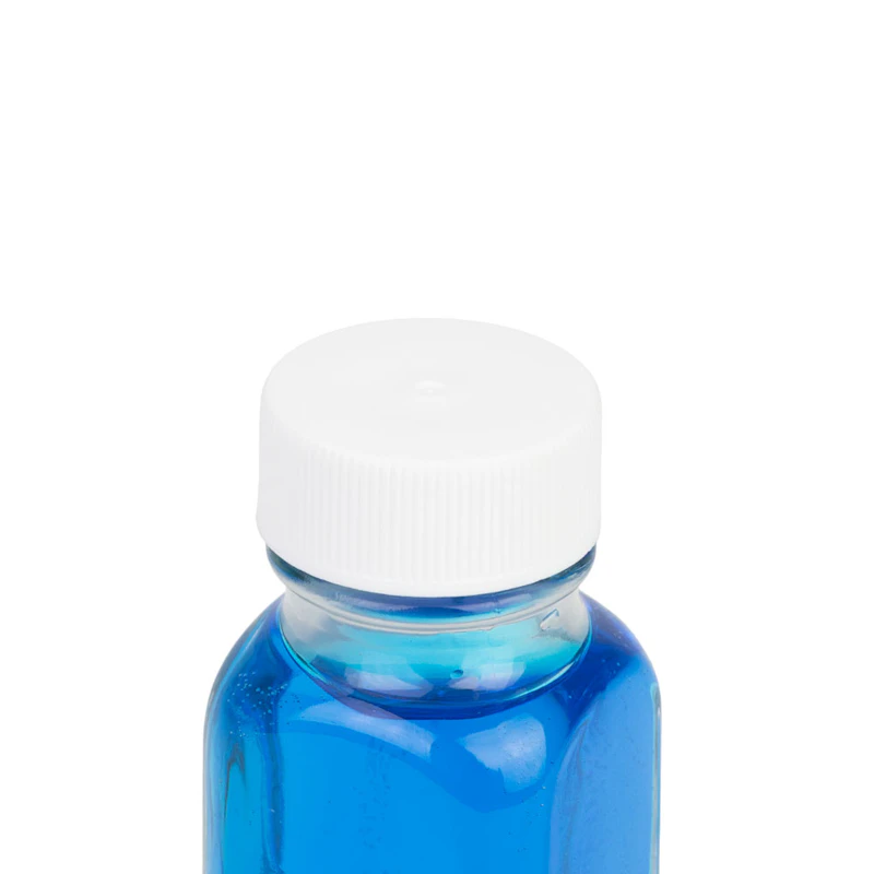 1 oz. Wide Mouth French Square Glass Bottle with 24/400 White Ribbed Cap with F217 Liner