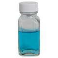 1 oz. Wide Mouth French Square Glass Bottle with 24/400 White Ribbed Cap with F217 Liner