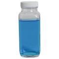 8 oz. Wide Mouth French Square Glass Bottle with 43/400 White Ribbed Cap with F217 Liner