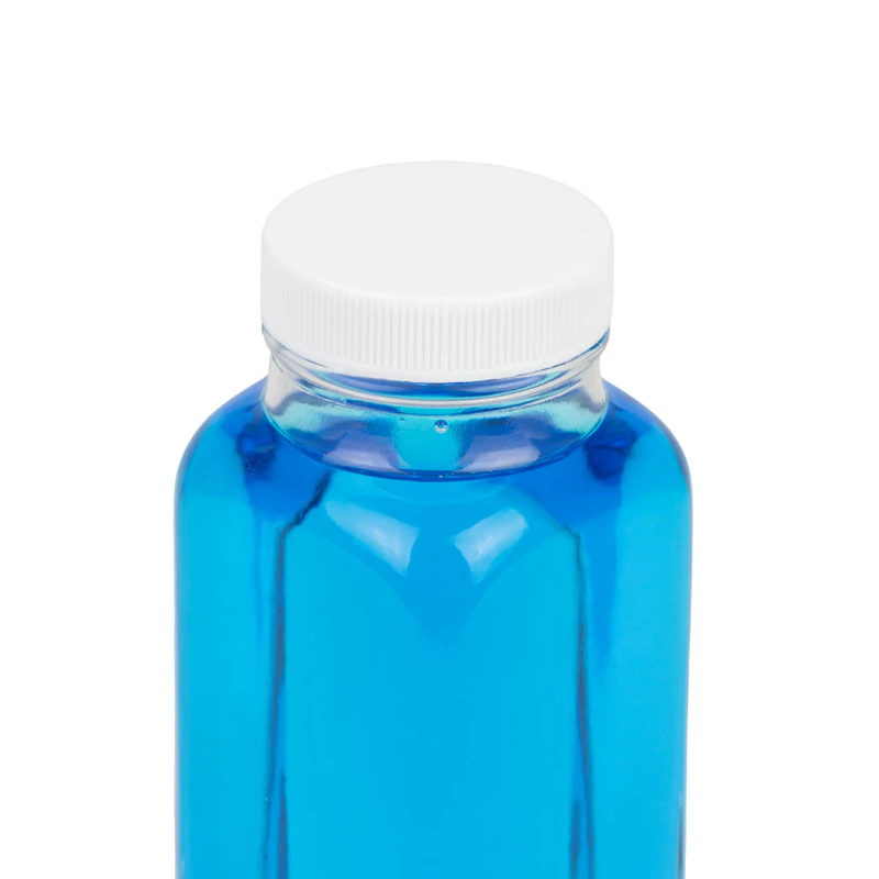8 oz. Wide Mouth French Square Glass Bottle with 43/400 White Ribbed Cap with F217 Liner