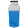 32 oz. Wide Mouth French Square Glass Bottle with 58/400 Black Ribbed Cap with F217 Liner