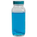 8 oz. Wide Mouth French Square Glass Bottle with 43/400 Green Melamine Cap with F217 & PTFE Liner