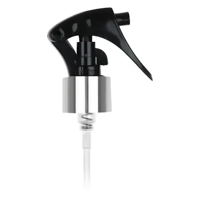 24/410 Silver/Black Mini Trigger Sprayer with 7-3/4" Dip Tube & Locking Ship Clip