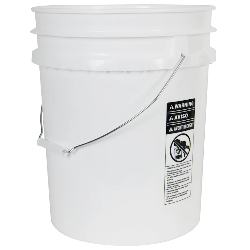 5 Gallon White HDPE M4 UN Rated Bucket with Handle (Cover Sold Separately)