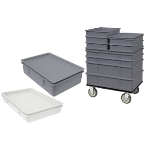 Quantum® Smooth Wall Stack & Nest Containers, Covers & Dolly