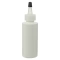 4 oz. White HDPE Cylindrical Sample Bottle with 24/410 Natural Yorker Dispensing Cap with Regular Black Tip