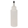 6 oz. Natural HDPE Cylindrical Sample Bottle with 24/410 Natural Yorker Dispensing Cap with Regular Black Tip