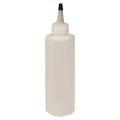 8 oz. Natural HDPE Cylindrical Sample Bottle with 24/410 Natural Yorker Dispensing Cap with Regular Black Tip