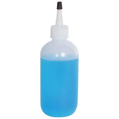 8 oz. Natural LDPE Boston Round Bottle with 24/410 Natural Yorker Dispensing Cap with Regular Black Tip