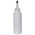 4 oz. White LDPE Cylindrical Bottle with 24/410 Natural Yorker Dispensing Cap with Regular Black Tip