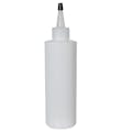8 oz. White LDPE Cylindrical Bottle with 24/410 Natural Yorker Dispensing Cap with Regular Black Tip