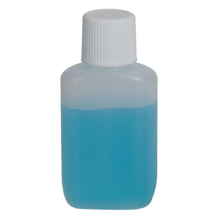 1/2 oz. Natural HDPE Oval Bottle with 15/415 White Ribbed Cap with F217 Liner