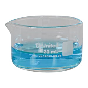 20mL Glass CrystalClear™ Straight Sided Crystallizing Dish with Spout - Package of 6