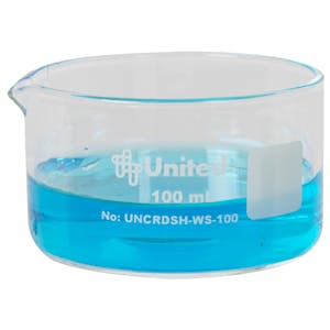 100mL Glass CrystalClear™ Straight Sided Crystallizing Dish with Spout - Package of 6