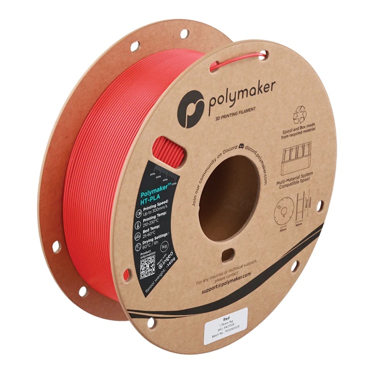 1.75mm Dia. Red Polymaker™ HT-PLA High-Temperature 3D Printing Filament