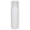 120mL White HDPE Foaming-Style Cylinder Bottle with 43mm White Polypropylene Dispensing Foaming Pump & Clear Overcap