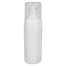 120mL White HDPE Foaming-Style Cylinder Bottle with 43mm White Polypropylene Dispensing Foaming Pump & Clear Overcap