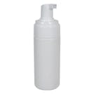 120mL White HDPE Foaming-Style Cylinder Bottle with 43mm White Polypropylene Dispensing Foaming Pump & Clear Overcap