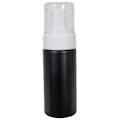 120mL Black HDPE Foaming-Style Cylinder Bottle with 43mm White Polypropylene Dispensing Foaming Pump & Clear Overcap