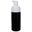 120mL Black HDPE Foaming-Style Cylinder Bottle with 43mm White Polypropylene Dispensing Foaming Pump & Clear Overcap
