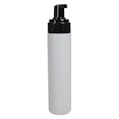 240mL White HDPE Foaming-Style Cylinder Bottle with 43mm Black Polypropylene Dispensing Foaming Pump & Clear Overcap