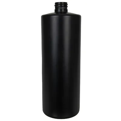 32 oz. Black HDPE Cylindrical Sample Bottle with 28/410 Neck (Cap Sold Separately)