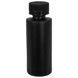 2 oz. Black HDPE Cylindrical Sample Bottle with 20/400 Black Ribbed CRC Cap with F217 Liner
