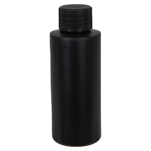 2 oz. Black HDPE Cylindrical Sample Bottle with 20/410 Black Ribbed Cap with F217 Liner