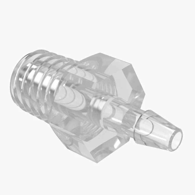 1/16" Tube ID x 10-32 Tapered UNF Thread Natural Polypropylene Threaded Adapter