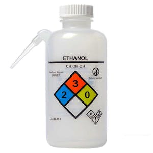 500mL Ethanol UniSafe™ Unitary Wash Bottle with White Cap