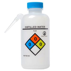 500mL Distilled Water UniSafe™ Unitary Wash Bottle with Blue Cap