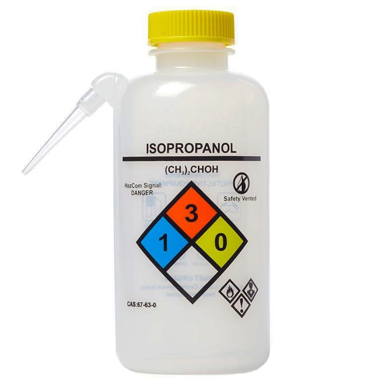 500mL Isopropanol UniSafe™ Unitary Wash Bottle with Yellow Cap