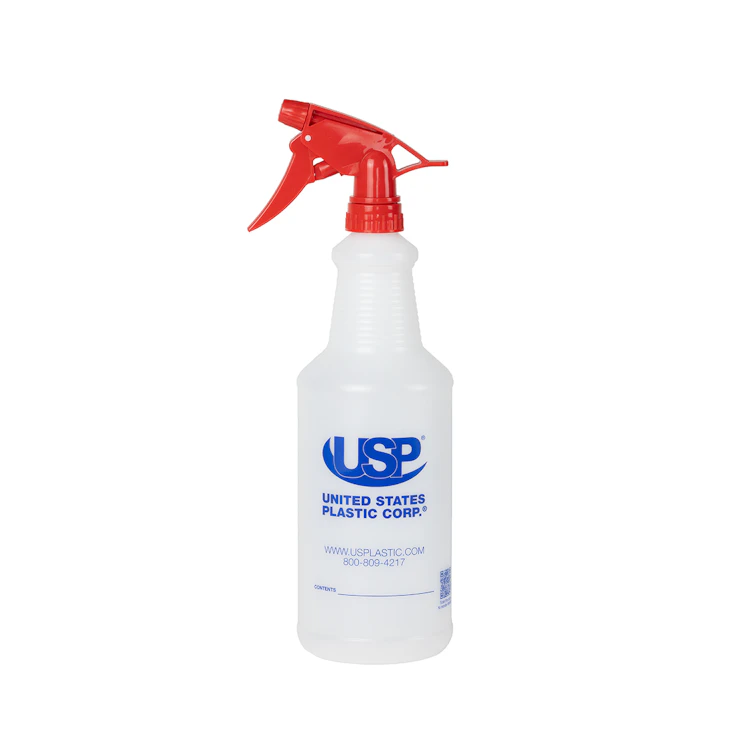 32 oz. Natural HDPE USP Premium Graduated Carafe Spray Bottle with 28/400 Red Model 300ES™ Trigger Sprayer