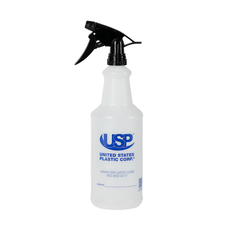 32 oz. Natural HDPE USP Premium Graduated Carafe Spray Bottle with 28/400 Black Model 300ES™ Trigger Sprayer