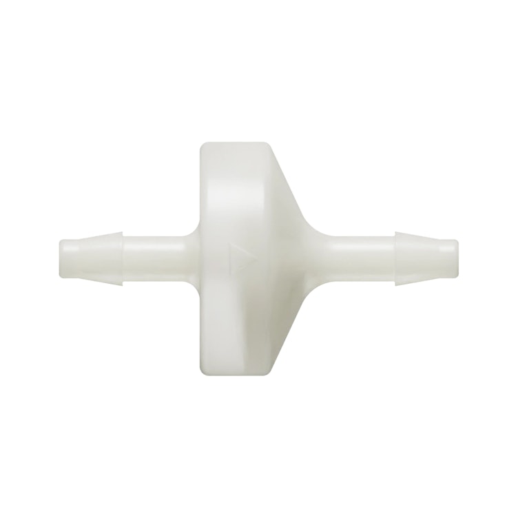 1/8" Hose Barb x 1/8" Hose Barb Natural Nylon Standard Check Valve with Neoprene Diaphragm