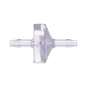 1/8" Hose Barb x 1/8" Hose Barb Gamma Stable Natural Polycarbonate Standard Check Valve with Silicone Diaphragm