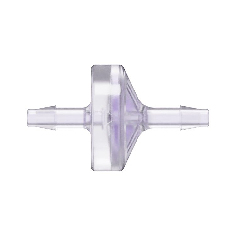 1/8" Hose Barb x 1/8" Hose Barb Gamma Stable Natural Polycarbonate Standard Check Valve with Silicone Diaphragm