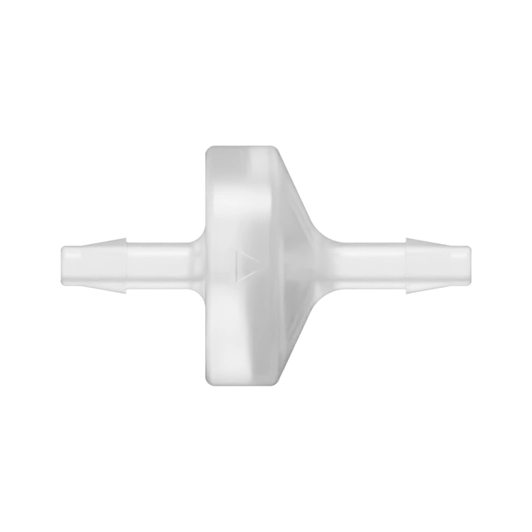 1/8" Hose Barb x 1/8" Hose Barb Natural Polypropylene Standard Check Valve with Silicone Diaphragm