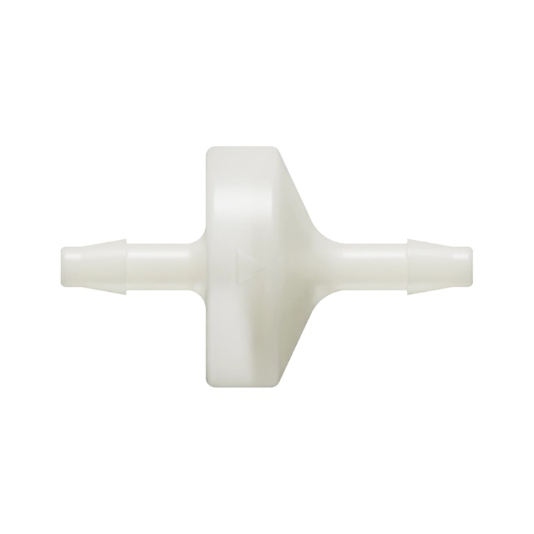 1/8" Hose Barb x 1/8" Hose Barb Natural Nylon Standard Check Valve with Viton™ Diaphragm
