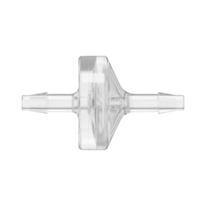 1/8" Hose Barb x 1/8" Hose Barb Natural Polycarbonate Standard Check Valve with Viton™ Diaphragm